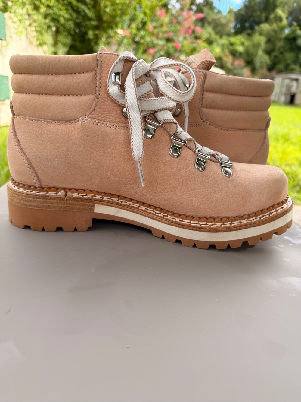 Women’s Montelliana 1965 Blush Pink Nubuck Lace Up Italian Luxury Hiking Boots 6